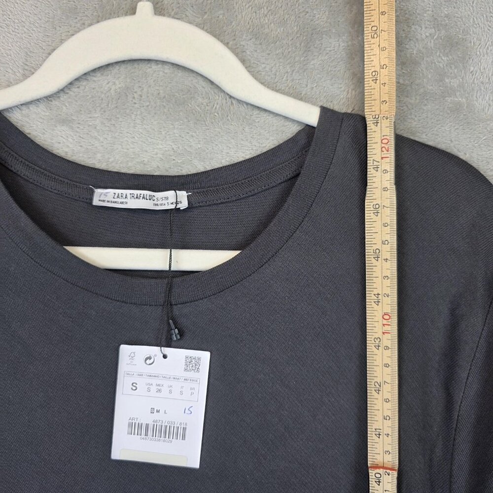 Zara Trafaluc Dress Womens Small Gray Knot Front Midi Short Sleeve Casual S/S18 - Picture 9 of 11